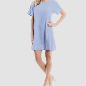Bryn Walker Mara Gauze Round Neck Short Sleeve Tunic Dress 3X Nigella (Lite Blu)